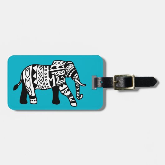 Tribal Walking Elephant Bagagelabel (Voorkant horizontaal)