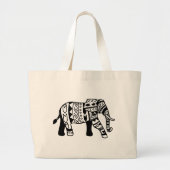Tribal Walking Elephant Grote Tote Bag (Voorkant)
