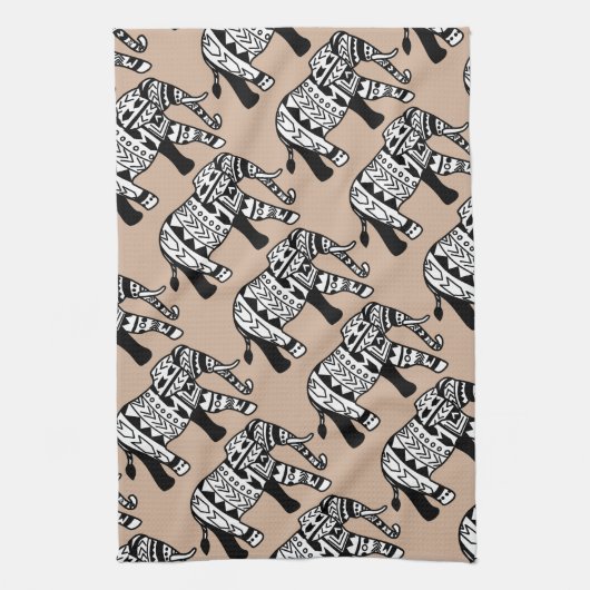 Tribal Walking Elephant Theedoek (Verticaal)