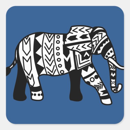 Tribal Walking Elephant Vierkante Sticker (Voorkant)