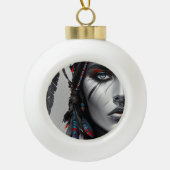Tribal Warrior Keramische Bal Ornament (Voorkant)