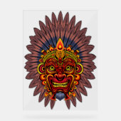 Tribal Warrior King ritueel masker Acryl Bord (Voorkant)