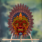 Tribal Warrior King ritueel masker Acryl Bord (Neutraal)