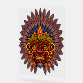 Tribal Warrior King ritueel masker Acryl Bord (Hoek)