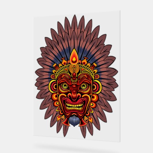 Tribal Warrior King ritueel masker Acryl Bord (Hoek)