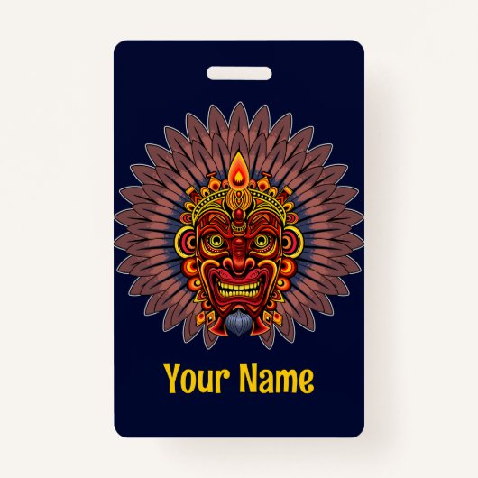 Tribal Warrior King ritueel masker Badge (Voorkant)