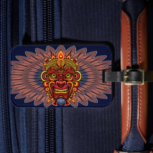 Tribal Warrior King ritueel masker Bagagelabel (Voorkant Insitu 4)