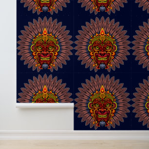 Tribal Warrior King ritueel masker Behang