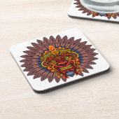 Tribal Warrior King ritueel masker Bier Onderzetter (Linkerzijde)