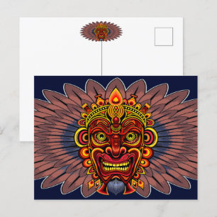 Tribal Warrior King ritueel masker Briefkaart