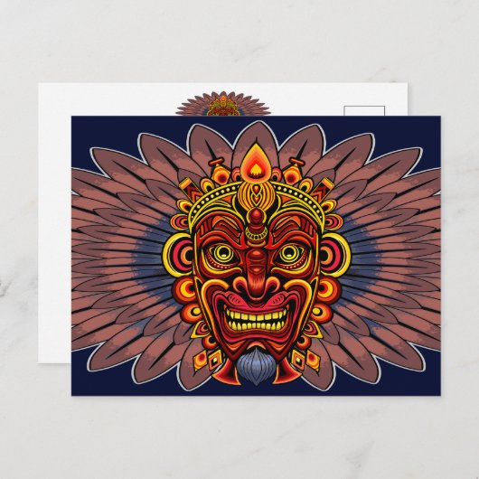 Tribal Warrior King ritueel masker Briefkaart (Voorkant / Achterkant)