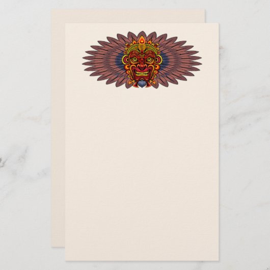 Tribal Warrior King ritueel masker Briefpapier (Voorkant / Achterkant)