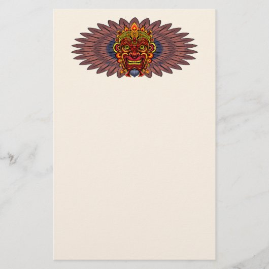 Tribal Warrior King ritueel masker Briefpapier (Voorkant)