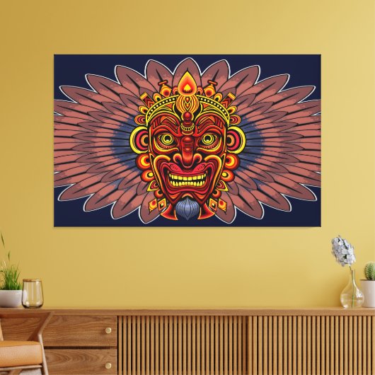 Tribal Warrior King ritueel masker Canvas Afdruk (Insitu (Woonkamer))