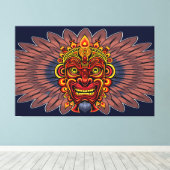 Tribal Warrior King ritueel masker Canvas Afdruk (Insitu (Houten vloer))