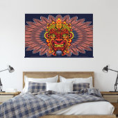 Tribal Warrior King ritueel masker Canvas Afdruk (Insitu (Slaapkamer))