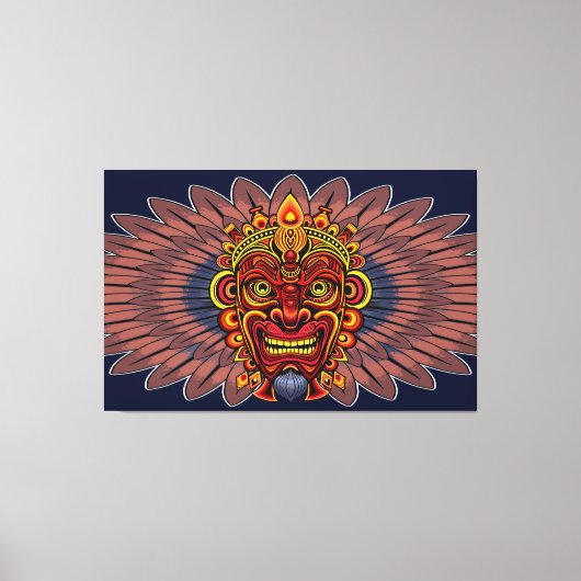 Tribal Warrior King ritueel masker Canvas Afdruk (Voorkant)