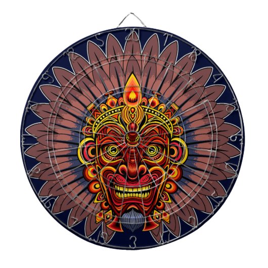 Tribal Warrior King ritueel masker Dartbord (Voorkant)
