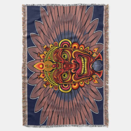 Tribal Warrior King ritueel masker Deken (Voorkant Verticaal)