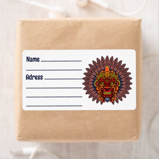 Tribal Warrior King ritueel masker Etiket (Insitu)