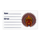 Tribal Warrior King ritueel masker Etiket (Voorkant)