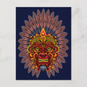 Tribal Warrior King ritueel masker Feestdagenkaart (Voorkant)