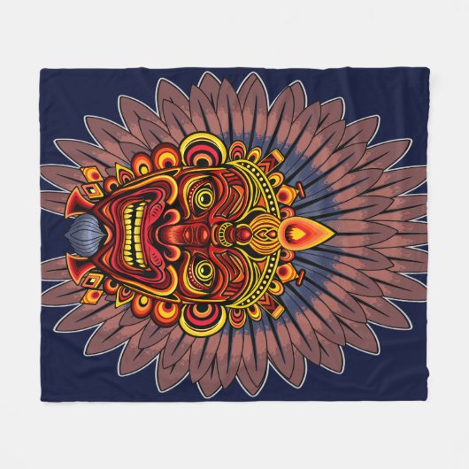 Tribal Warrior King ritueel masker Fleece Deken (Voorkant (Horizontaal))
