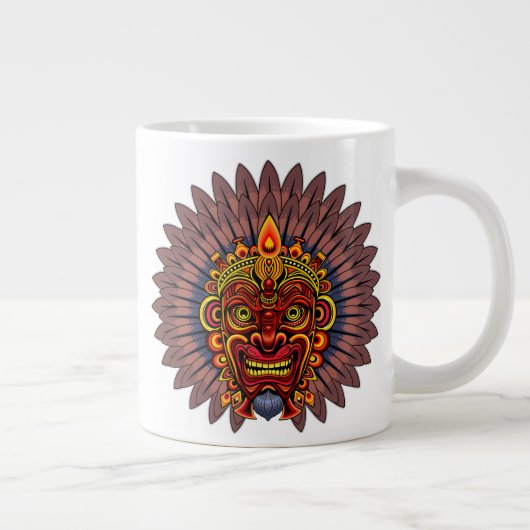 Tribal Warrior King ritueel masker Grote Koffiekop (Rechts)