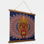 Tribal Warrior King ritueel masker Hangend Wandkleed (Gebogen)