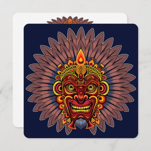 Tribal Warrior King ritueel masker Kaart (Voorkant / Achterkant)