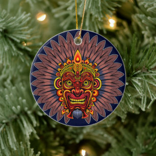 Tribal Warrior King ritueel masker Keramisch Ornament