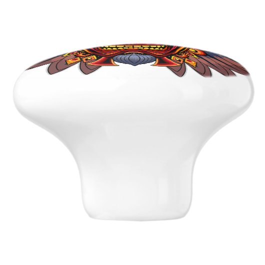 Tribal Warrior King ritueel masker Keramische Knop (Zijkant)