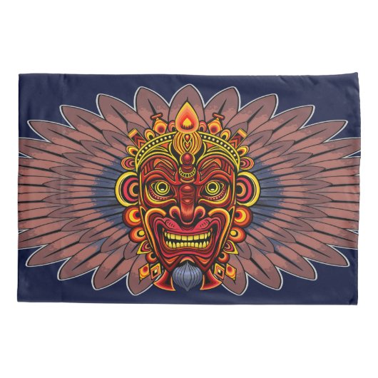 Tribal Warrior King ritueel masker Kussensloop (Achterkant)