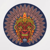 Tribal Warrior King ritueel masker Labels (Design 1)