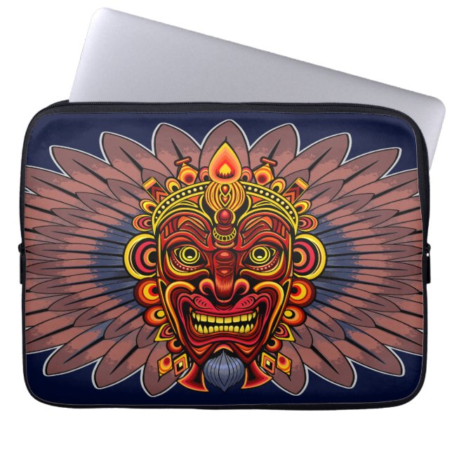 Tribal Warrior King ritueel masker Laptop Sleeve (Voorkant)