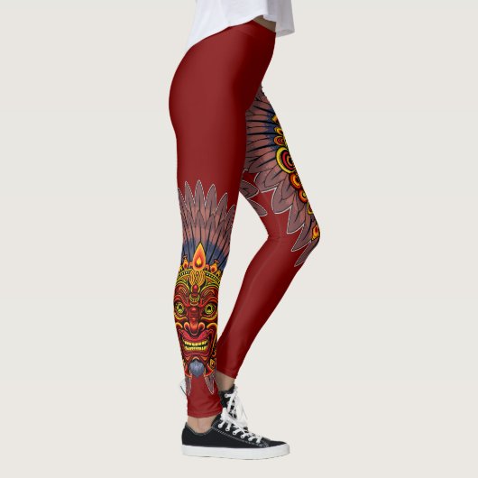 Tribal Warrior King ritueel masker Leggings (Rechts)