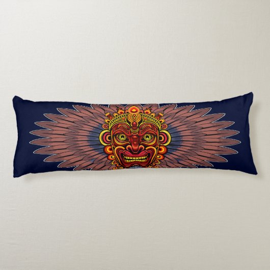 Tribal Warrior King ritueel masker Lichaamskussen (Achterkant)