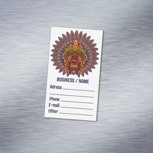 Tribal Warrior King ritueel masker Magnetisch Visitekaartje (Voorbeeld)