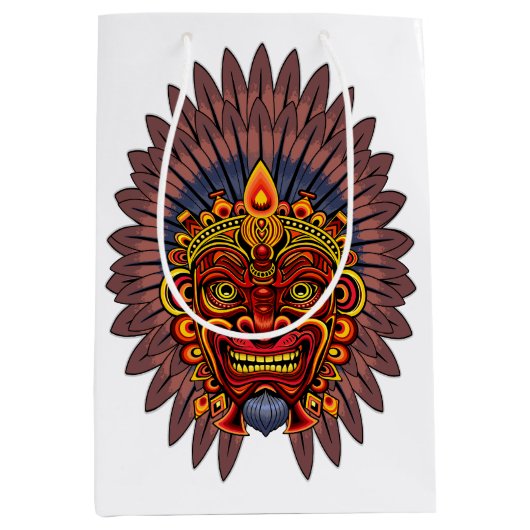 Tribal Warrior King ritueel masker Medium Cadeauzakje (Voorkant)