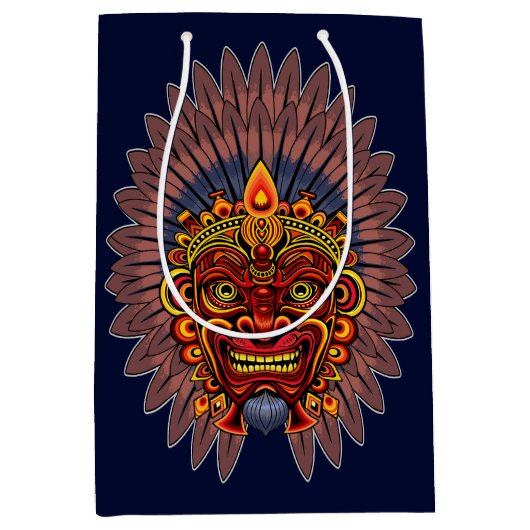Tribal Warrior King ritueel masker Medium Cadeauzakje (Voorkant)