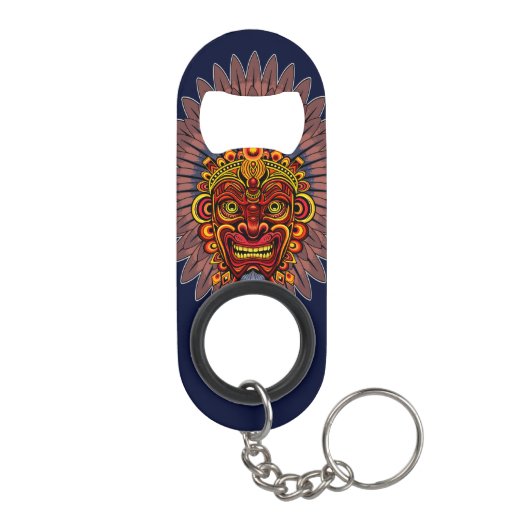 Tribal Warrior King ritueel masker Mini Flessenopener (Achterkant)