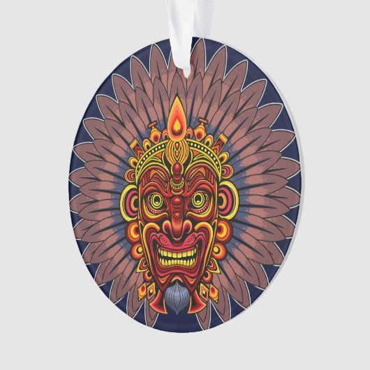 Tribal Warrior King ritueel masker Ornament (voorkant)