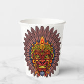 Tribal Warrior King ritueel masker Papieren Bekers (Achterkant)