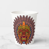 Tribal Warrior King ritueel masker Papieren Bekers (Voorkant)