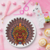 Tribal Warrior King ritueel masker Papieren Bordje (Feest)