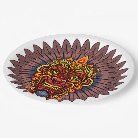 Tribal Warrior King ritueel masker Papieren Bordje (Gekanteld)