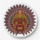 Tribal Warrior King ritueel masker Papieren Bordje (Voorkant)