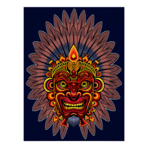 Tribal Warrior King ritueel masker Perfect Poster
