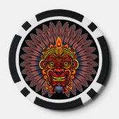 Tribal Warrior King ritueel masker Poker Chips (Achterkant)