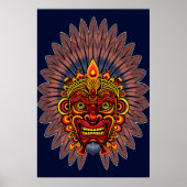 Tribal Warrior King ritueel masker Poster (Voorkant)